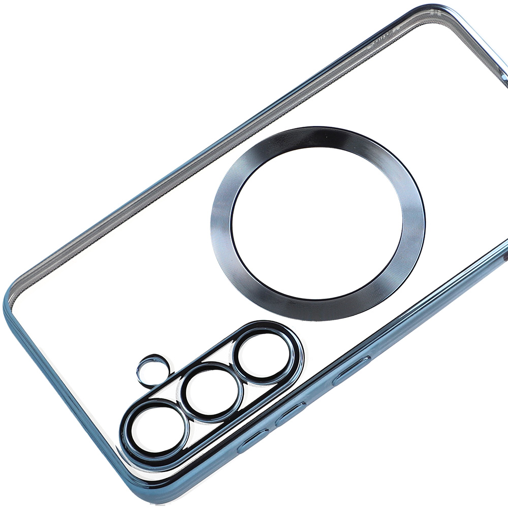  z osłoną aparatu Tech-Protect MagFlex do Galaxy S25 do MagSafe, przezroczysto-niebieskie